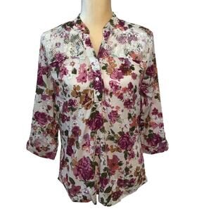 Krazy Kat Floral Blouse Women M